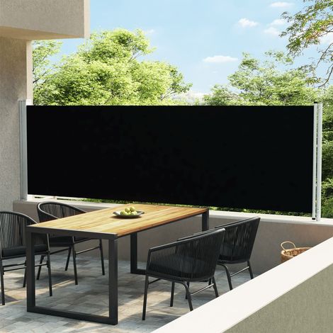 Auvent latéral rétractable de patio Paravent extérieur Brise Vue Rétractable pour Jardin, Balcon, terrasse 140x600 cm Noir NDTN8884329 (1/5)