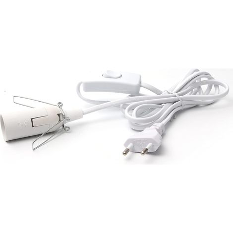 Câbles pour Lampe de Sel avec Interrupteur - E14 Douille Prise FR (Européenne) - 1,8 m Isolation Câble Blanc (1/5)