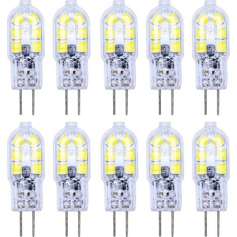 10 Pack G4 Ampoule LED 2W LED Bulb 12 SMD 2835LEDs Blanc Froid Haute Illumination 120LM LED Lighting AC/DC12V [Classe énergétique A+] (1/5)