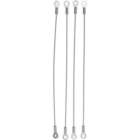 Ortviai Câble d’attache en acier inoxydable 4 pièces – 20 cm, charge 15 kg, boucles de 5 mm pour cadres, miroirs et luminaires