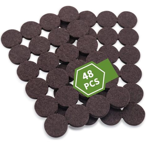 APEX 48pcs patins en feutre pour meubles-Protection de sol pour pieds de chaise et table-Silencieux-Patins ronds antidérapants-marron (1/5)