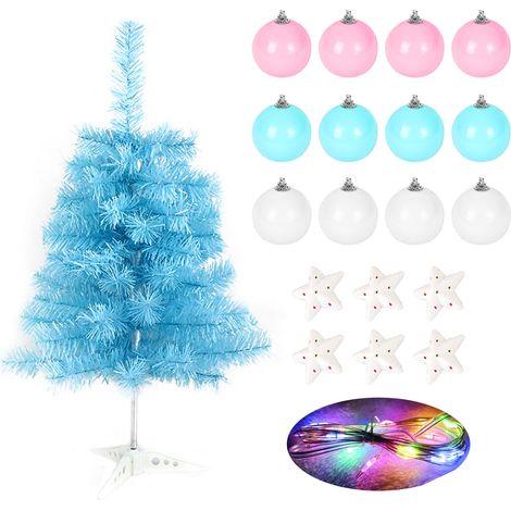 1 Sapin de Noël, 60 cm, PVC, guirlande LED, ornements, intérieur (1/5)