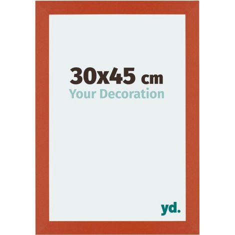 Cadre photo 30x45 cm en MDF avec verre plexiglas, couleur orange, à accrocher au mur