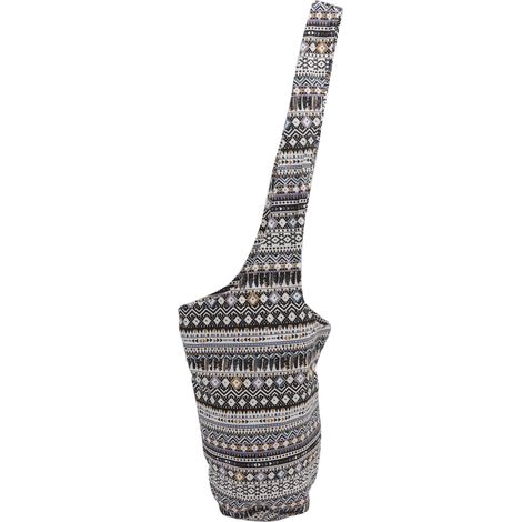 Sac de Rangement pour Tapis de Yoga en Toile Oxford, Porte-Mat de Yoga Bandoulière, Accessoires de Fitness Femme, Modèle Nordique Noir et Blanc