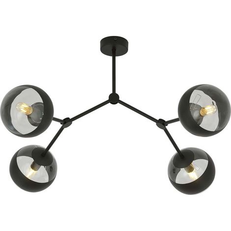 Plafoniera Minimal Iperione Acciaio Nero 4 Luci E14 Ip20 (1/5)