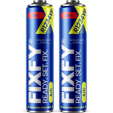 Recharge de gaz pour climatisation FIXFY 5 en 1, 2 grands bidons de 500 ml + 70 % R1234yf (1/5)