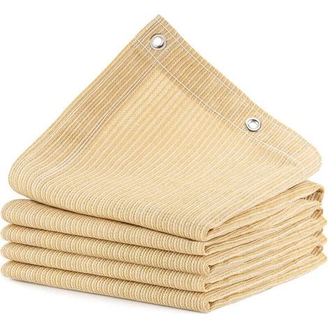 Voile d'ombrage Protection Solaire Toile Rectangulaire, HDPE 95% Anti-UV Auvent de Voiture avec Cordes et Serre-câbles pour Jardin, Terrasse, Balcon, Camping, Pergola, 1mètre 1 Trou, Sable(3x4m) (1/5)