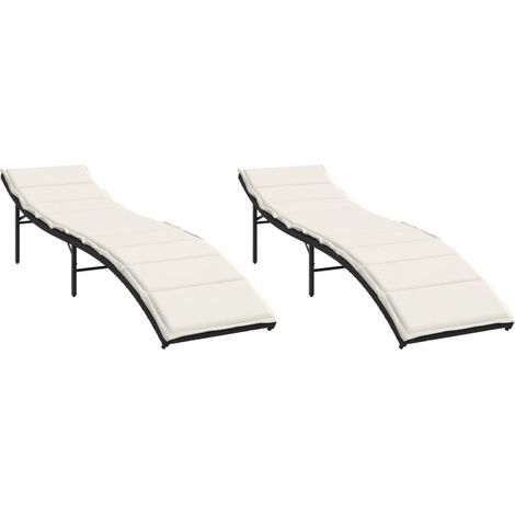 Maison Exclusive - Sonnenliegen 2 Stk. mit Auflagen Schwarz Poly