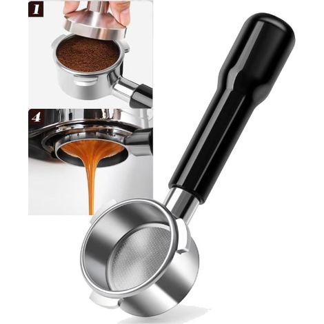 Kaffeezubehör  51-mm-Dosiergriff ohne Boden  Universeller Dosiergriff für Kaffeemaschinen, Mattschwarz