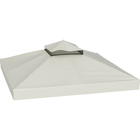 AS EASY Toiture de rechange pour tonnelle 3 x 3 m (sans armature), imperméable, double couverture de remplacement pour tonnelle de jardin, en tissu Oxford 370 g/m², gris clair