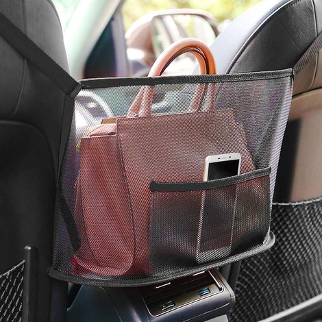 Sacs à main de sac de maille de voiture, sac de filet de dos de siège, sac de rangement multifonctionnel de voiture, sac suspendu multifonctionnel pour des sièges de voiture, organisateur imperméable (1/5)