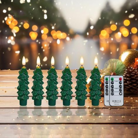 Set di 6 candele a LED senza fiamma per albero di Natale, dal design realistico e dalla luce bianca calda, perfette per decorazioni natalizie e regali (12,7 cm) (1/5)