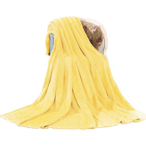 Grande couverture polaire jaune, douce et moelleuse, idéale pour femmes, hommes et enfants, en microfibre légère et duveteuse, toutes saisons, 127 x 152 cm (50 x 60 pouces). (1/5)