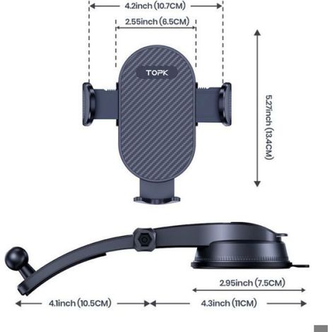 Support Téléphone Voiture - Ventouse Universelle - Rotation 360° - Pour Pare-Brise et Tableau de Bord - 1 Pièce (1/5)