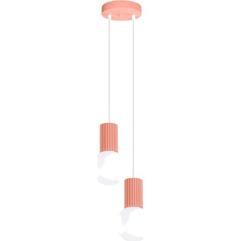 Suspensions Halo aluminium/verre pêche 2xG9 15cm Sollux (1/5)
