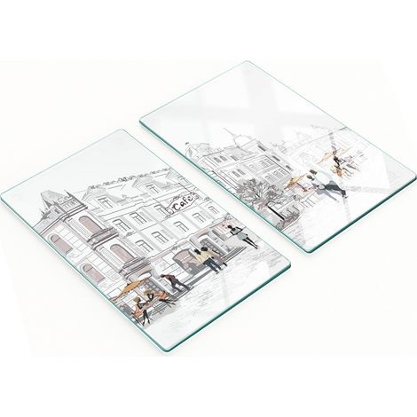 Juego de dos tablas de cocina decorativas de cristal Old Town de 2x30x52 cm. (1/5)