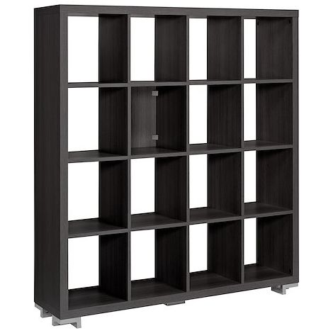 Bibliothèque 16 cases bois H 146 x L 130 cm Milano - noir ébène - Maxiburo (1/2)