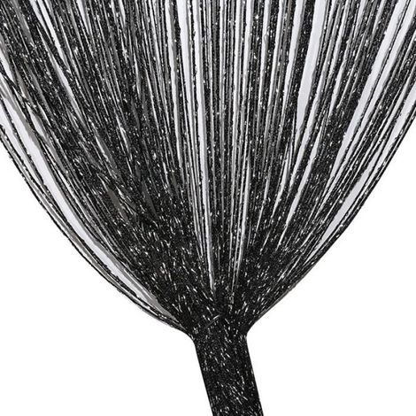 Rideau De Porte Moustiquaire - 100x200 Cm - Noir Transparent - Pour Entrée Intérieure Extérieure - 1 Pièce (1/2)