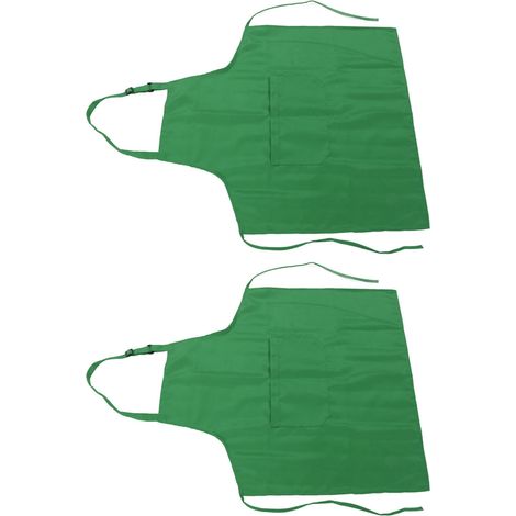 Tablier de cuisine imperméable, à lanières réglables, respirant et doux, avec poche, idéal pour le barbecue et la pâtisserie (lot de 2, vert). (1/5)