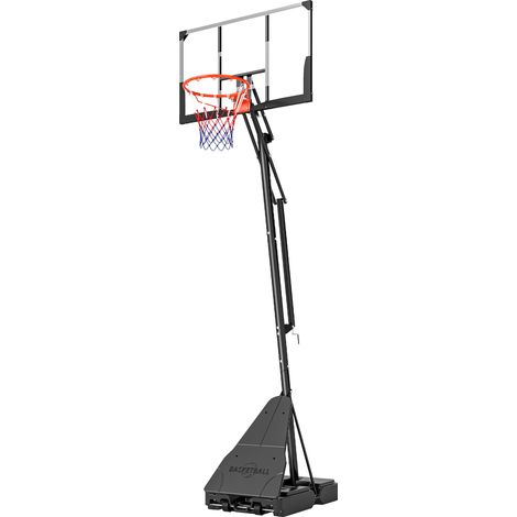 Panier de basket-ball d'extérieur avec base lestable, en acier, PE et PC, 120 x 120 x 245-305 cm