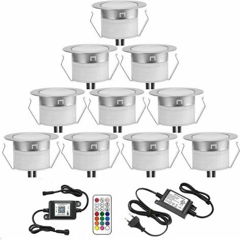 Lampe au Sol Spot Encastrable+Wifi contrôleur-Lumière RGB étanche IP67 0.6W Ø31mm-éclairage pour terrasse, patio, chemin, mur, jardin, décoration, intérieur et extérieur- 10 pièces (1/4)