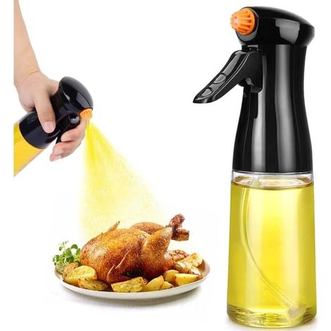 Flacon pulvérisateur rechargeable pour huile et huile d'olive, 200 ml, noir, pour vinaigre, salades, barbecue, grillades.-AquaForge (1/5)