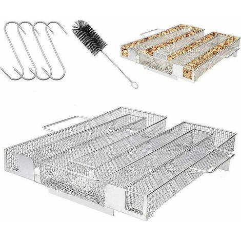 Générateur de Fumée Froide en Acier Inoxydable pour Fumoir Professionelle, Boîte de Fumoir de Granule Fumage Viande Poisson Barbecue Légumes, BBQ, avec Brosse de Nettoyage et Crochets(M) (1/4)