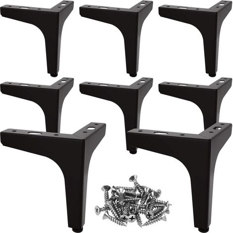 Lot de 8 pieds de meubles en métal noir, pieds de canapé noirs de 10 cm, pieds de meubles modernes en métal pour canapé, table. (1/5)