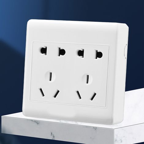 Panneau de commande international ultra-mince pour interrupteurs et prises de surface destinés aux boîtes de câblage domestique, alimentation avec interrupteur unidirectionnel, prise à cinq trous à co (1/5)