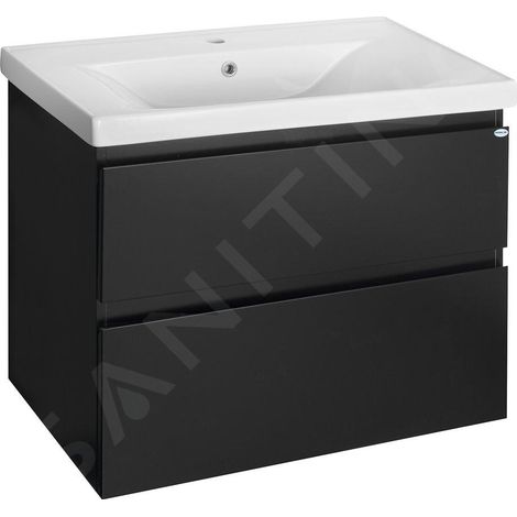 Aqualine Altair - Meuble sous lavabo 78x60x45 cm, noir mat AI680 (1/5)