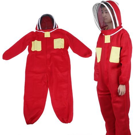 Costume protection apicole – rouge – double fermeture éclair – XXL – respirant (1/5)