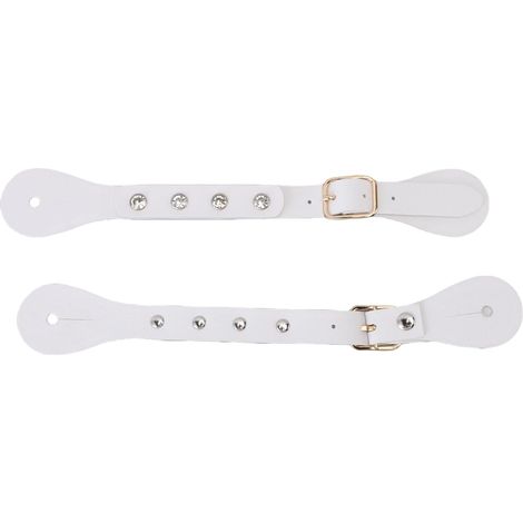 Adjustable White Synthetic Leather Spur Straps Decorated with (1/5)
