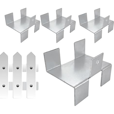 Supports De Clôture En Métal Fixation Métallique Antirouille Sans Perçage Lot De 4 Supports Montage Panneaux Clôture Pour Bois Carrelage Terrasse Jardin Extérieur Pergola Porche Patio Gazébo (1/5)
