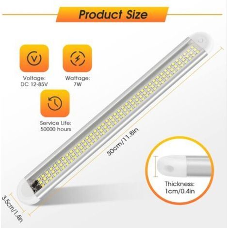 Luci interne a LED 12V-85V, lampade luminose per auto, 120 LED con interruttore per furgoni/barche (2 pezzi) (1/4)