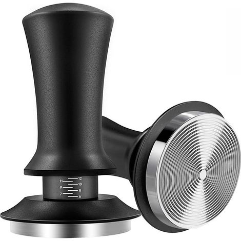 Professioneller Kaffeetamper mit Feder und Matte – Verstellbarer Espresso-Tamper – Mattschwarze Oberfläche – Premium-Barista-Zubehör – Kompatibel mit 53-mm-Siebträgern (1/5)
