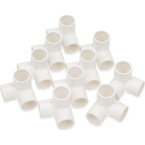 20 mm (1/2") PVC-U-T-Stück für Gartenschläuche – 10er-Packung, 3-Wege-Anschluss, rechtwinklig