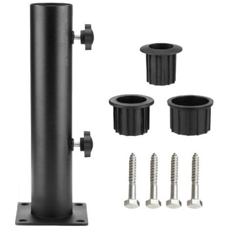 Support de parasol acier lourd pour balustrades et bancs – Fixation simple – Compatible avec poteaux de 2,8 à 4,8 cm – Traitement antirouille (1/4)