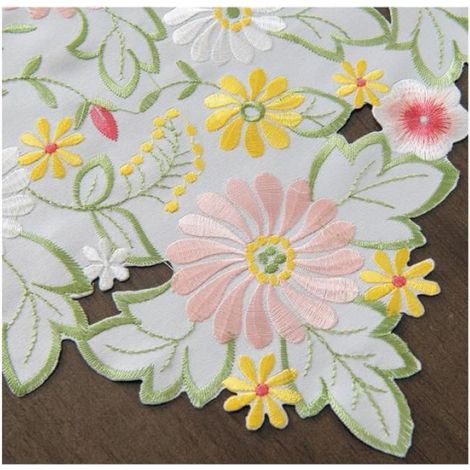 Chemins De Table - Satin Polyester 100 - Motif Floral Printanier - Pour Intérieur Et Extérieur - 1 Pièce (1/5)