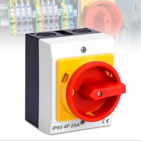 NALOOKAMIC25A - 4 P Interrupteur sectionneur rotatif en boitier, Montage panneau, interrupteur rotatif pour connecter des interrupteurs et déconnecter des petits circuits