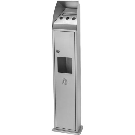 FRANKEL kaiserkraft, Combiné poubelle-cendrier, en inox,