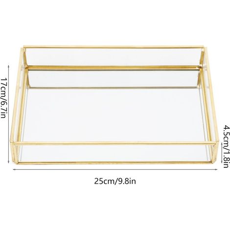 Boîte de Rangement Vintage pour Bijoux et Cosmétiques en Métal et Verre doré avec Plateau (Medium) (1/5)