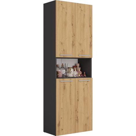Meuble TV Suspendu, (2 × 100) × 34 × 32 cm, Chêne Wotan / Noir Mat (1/5)