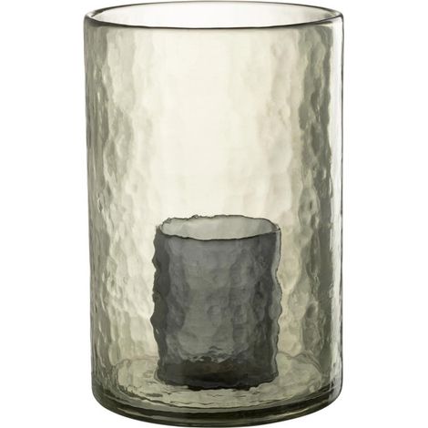 Photophore Double en Verre "Hurricane" 30cm Vert (1/5)