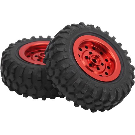 Pneus tout-terrain en alliage pour camion RC 1/10, 55mm, compatibles WPL D12 - Rouge
