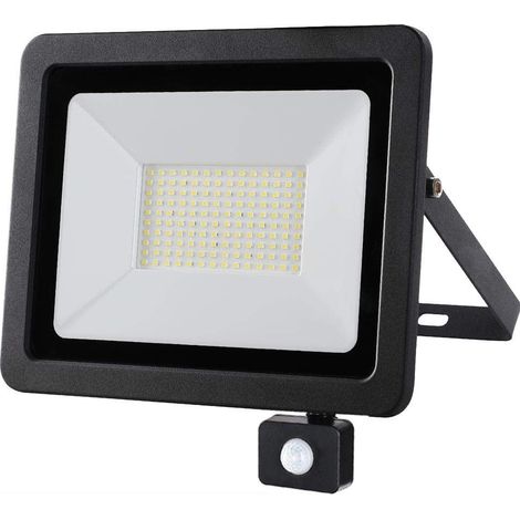 Projecteur LED extérieur avec capteur de mouvement PIR réglable 100 W, lumière blanche 6 000 K ultra-lumineuse 8 000 lm, lampe spot mince pour jardin, éclairage de sécurité, spots étanches IP65 (1/5)