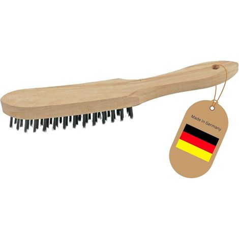Brosse métallique 3 rangées 27 cm manche en bois