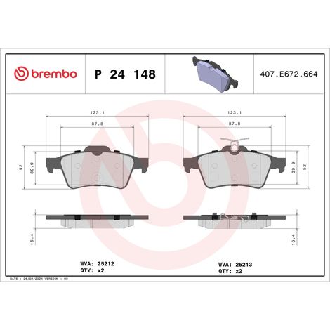 PLAQUETTES DE FREIN ARRIÈRE BREMBO P24148
