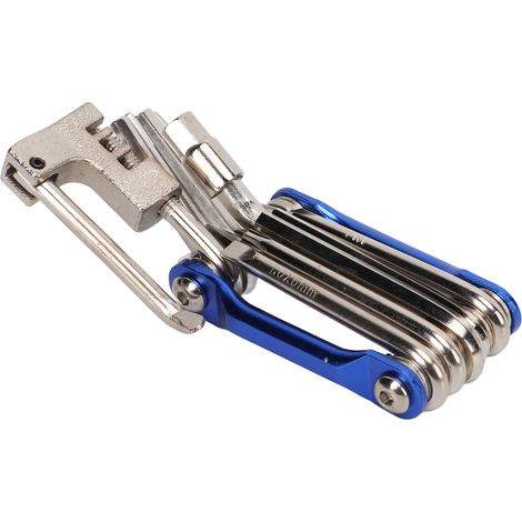 Clé Multifonction 11 en 1 pour Vélo, Outil de Réparation Pliable et Léger, Set d'Entretien Compact Bleu (1/5)