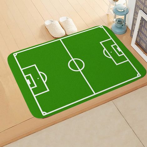 Tapis De Salle De Bain - Tapis D'Entrée Non Glissant - Motif Terrain De Football - 60 cm x 40 cm - Polyester - 160 g