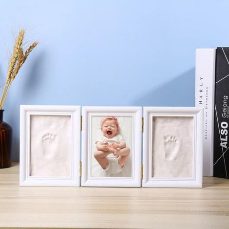 Cadre Empreintes Bébé - Bois Pin - 15,5 x 35 cm - Pour Mains Et Pieds Nouveau-Né - Kit Complet Avec Argile - 1 Pièce (1/4)